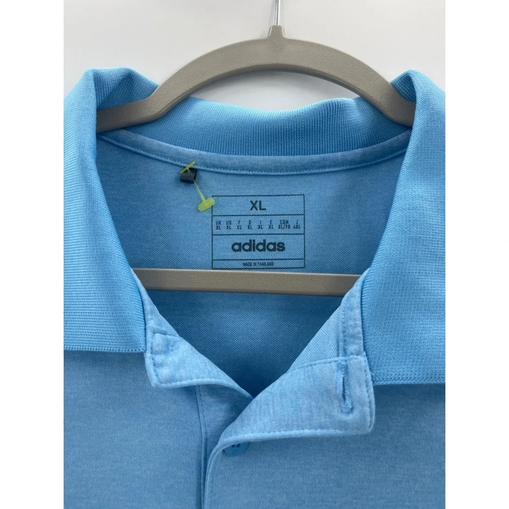 Adidas Mens XL Light Blue Heather Golf‎ Polo Shirt Short Sleeve Performance